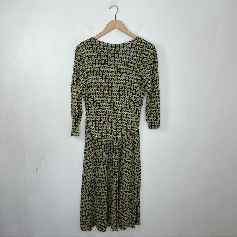 Boden Double Layer Surplice Faux Wrap Olive Avocado V-Neck Dress Size 10 Long - Picture 2 of 14